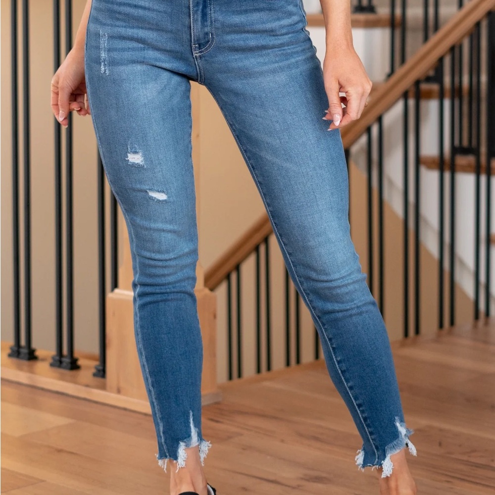 KanCan Frayed High Rise Ankle Skinny Jeans